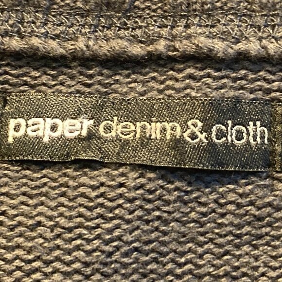 Paper Denim & Cloth SZL Mens Dark gray zip front sweater flannel details office - Picture 9 of 13